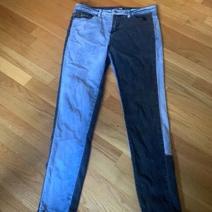 Two tone denim jeans